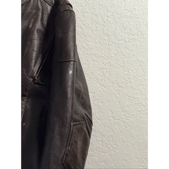 Men’s VTG  leather aviation pilot  brown distressed motorcycle jacket Size XL - Picture 3 of 5